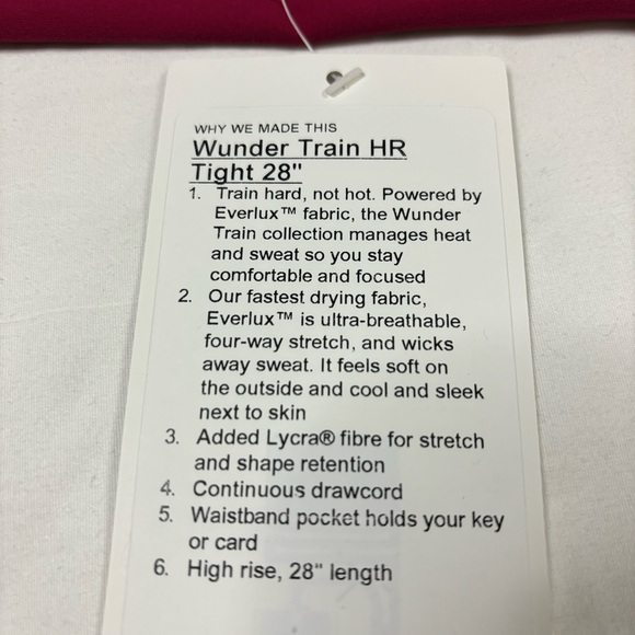 Lululemon Wunder Train HR Tight 28” Leggings RUBR Ruby Red Women's Size 10 - Picture 2 of 5
